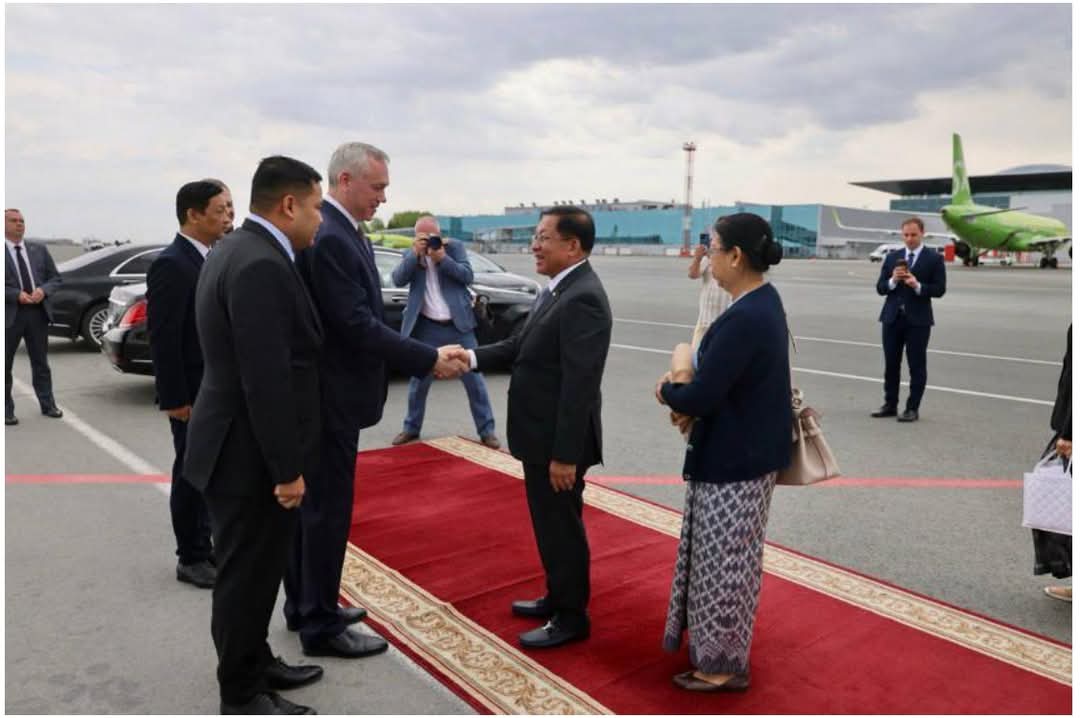 နိုင်ငံတော်စီမံအုပ်ချုပ်ရေးကောင်စီဥက္ကဋ္ဌ နိုင်ငံတော်ဝန်ကြီးချုပ် ဗိုလ်ချုပ်မှူးကြီး မင်းအောင်လှိုင် ရုရှားဖက်ဒရေးရှင်းနိုင်ငံ နိုဗာစီဗစ်မြို့သို့ ရောက်ရှိ