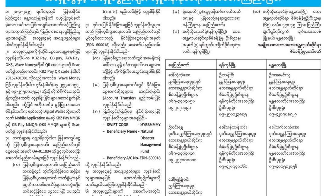လှူဒါန်းနိုင်ရေးကြေညာခြင်း
