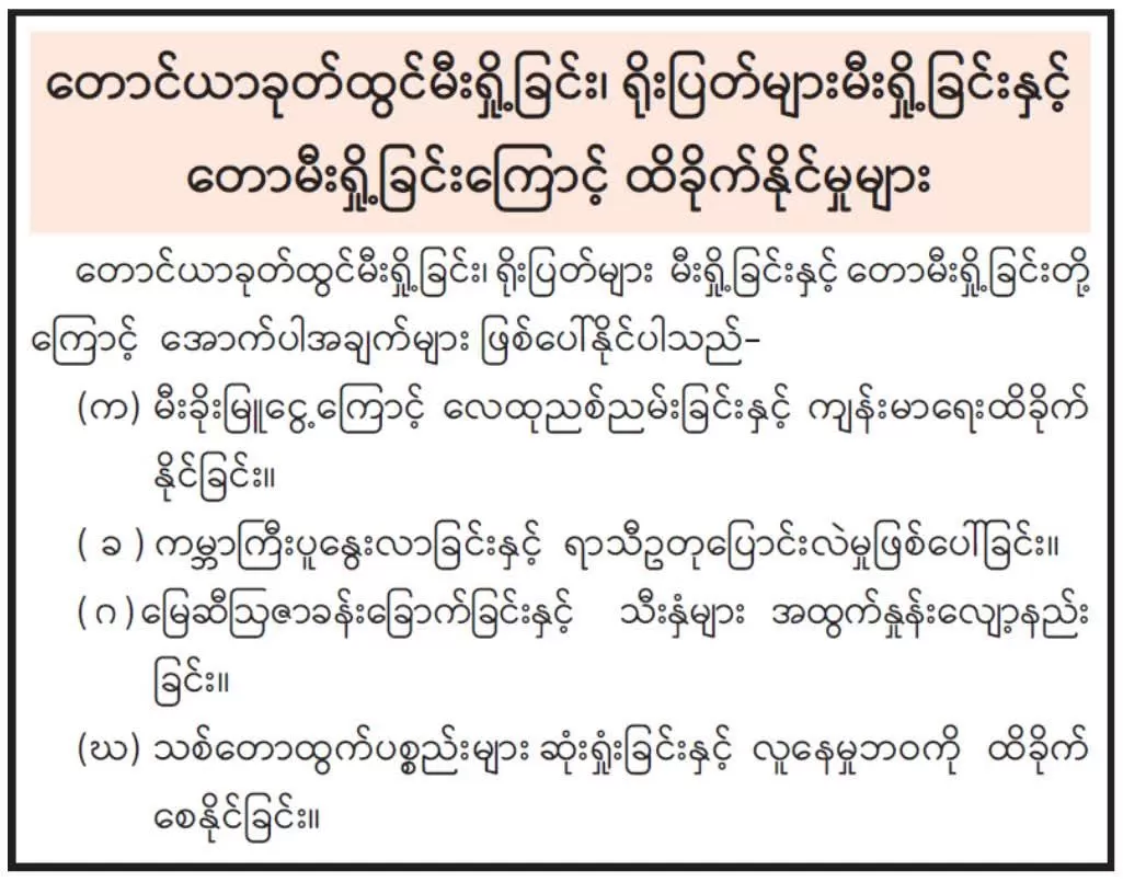 တောင်ယာခုတ်ထွင်မီးရှို့ခြင်း၊ ရိုးပြတ်များမီးရှို့ခြင်းနှင့် တောမီးရှို့ခြင်းကြောင့် ထိခိုက်နိုင်မှုများ 